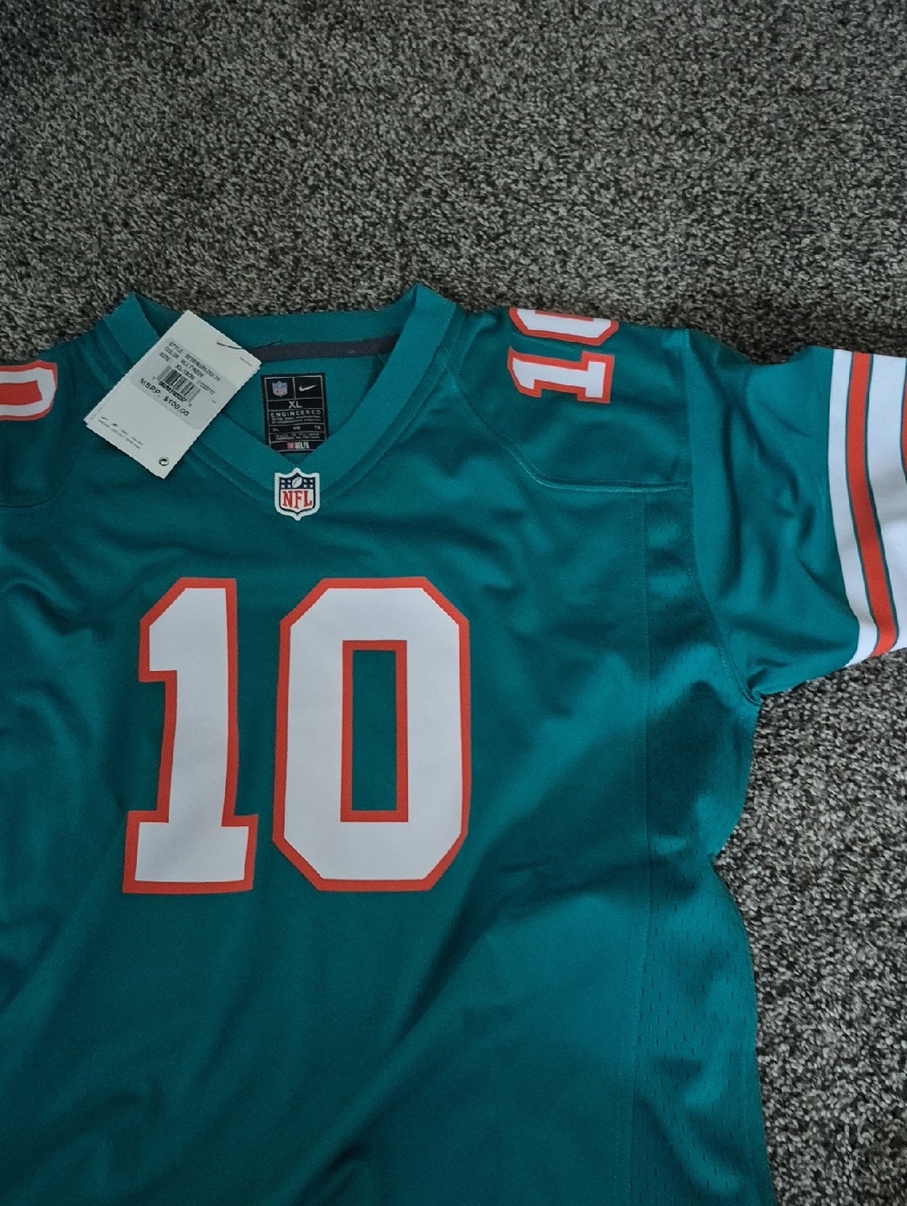 Nike Teal Miami Dolphins #10 Game Football Jersey